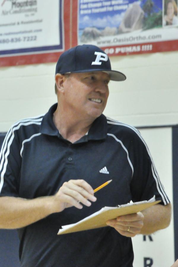 Head coach Fred Mann during a volleyball game in September.
