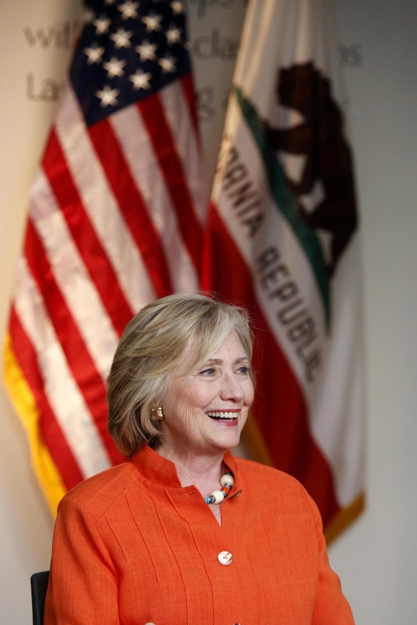Home care providers and consumers meet in Los Angeles with former Secretary of State and Democratic presidential candidate Hillary Clinton on Thursday, Aug. 6, 2015, at Los Angeles Trade Technical College. (Barbara Davidson/Los Angeles Times/TNS)