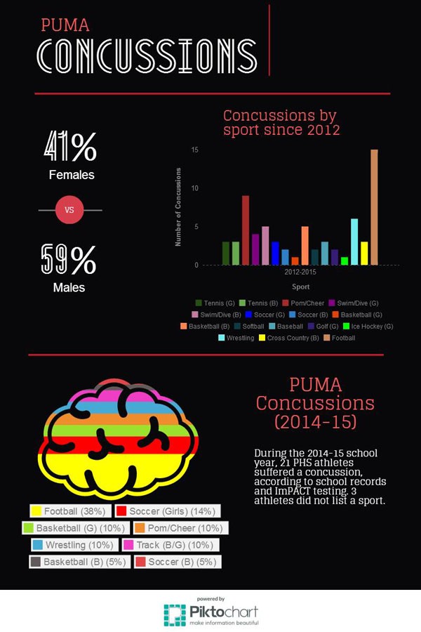 This infographic shows concussion statistics at Perry in the last couple of years.