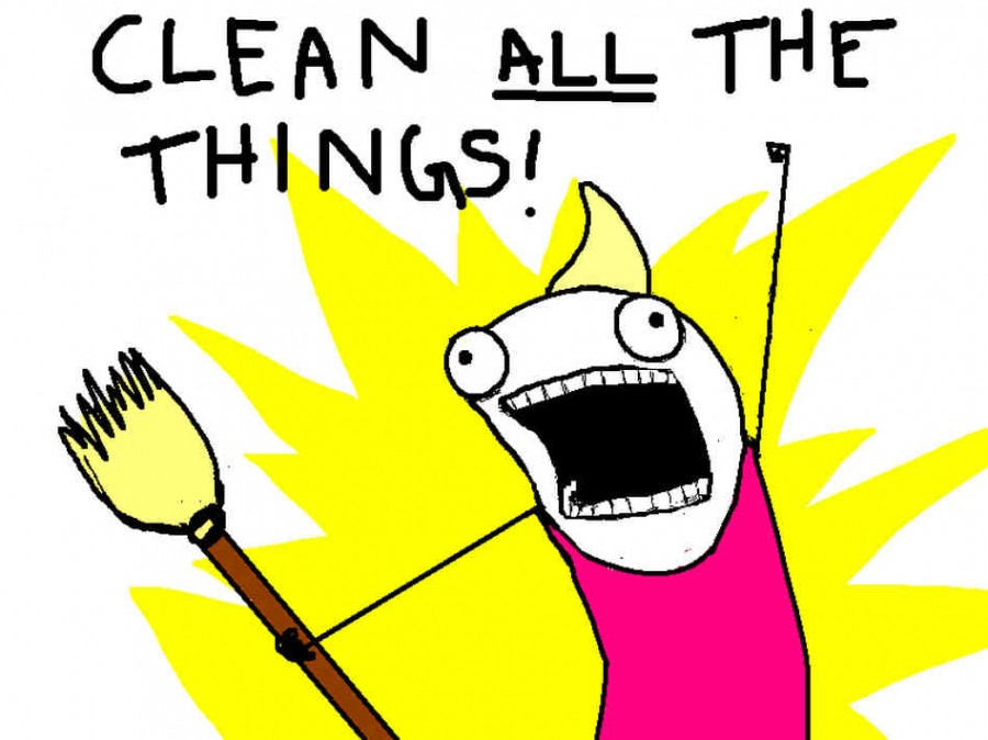 The arguably most popular meme from Hyperbole and a Half, the clean all the things meme was illustrated and created by Allie Brosh.