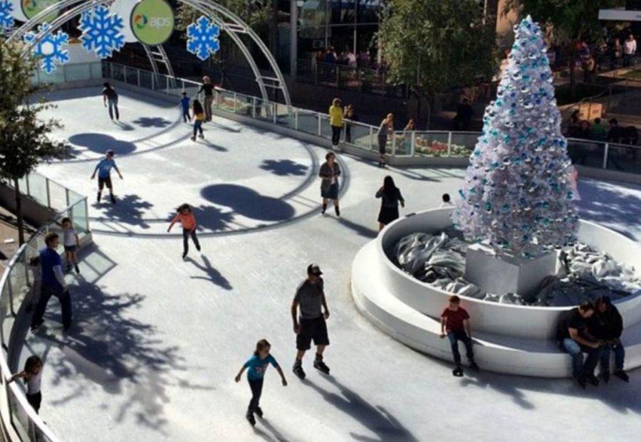 Ice-skating on the CitySkate rink in Downtown Phoenix 