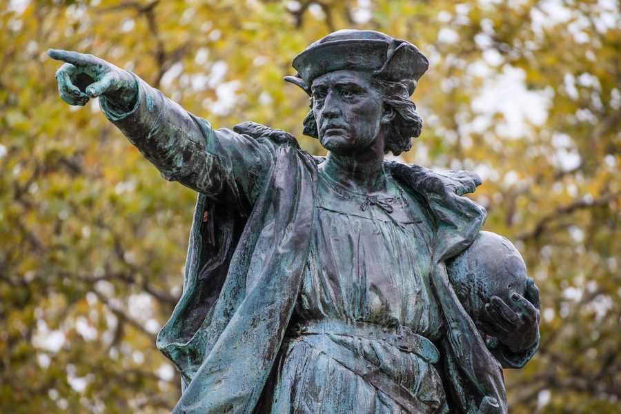 A picture of the Christopher Columbus statue in Province, Rhode Island.