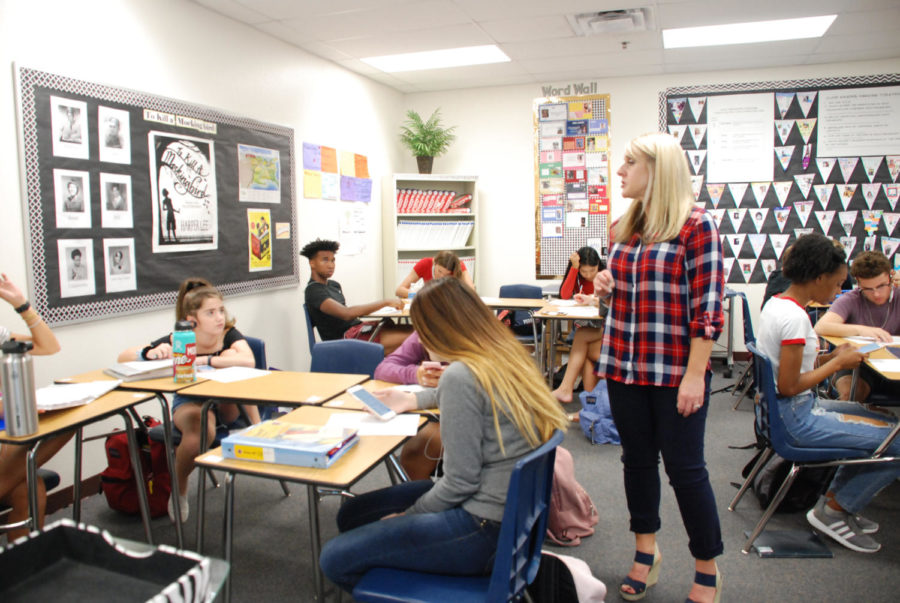 English teacher Penny Snyder interacting with her students.