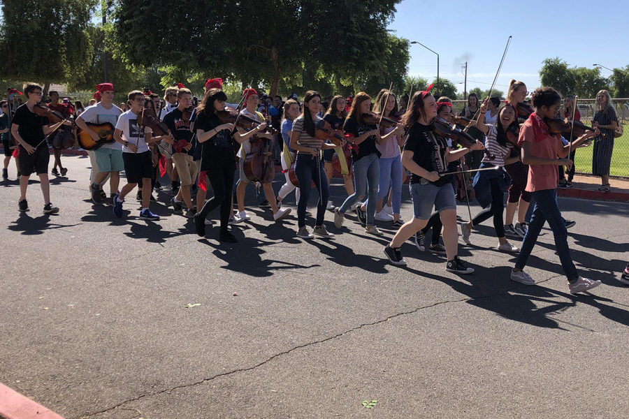 Orchestra in homecoming parade