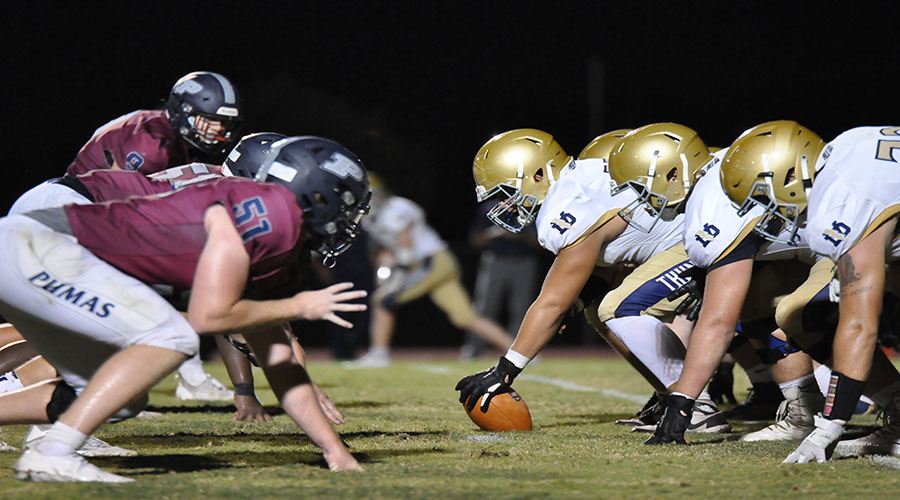 Football playing against Desert Vista on Thursday Sep.3rd. This was footballs first game of the of the year, and they won 35-28. This was also footballs first win since the 2019 season. 
