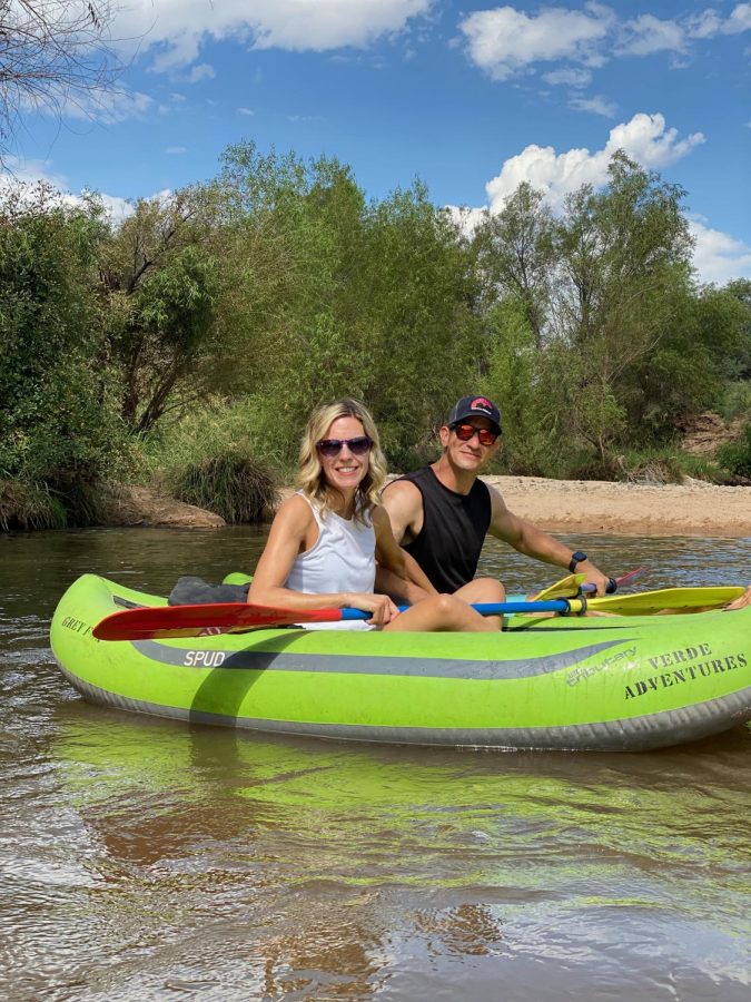 AP environmental teacher Jill Kenyon kayaks down the river with her husband. Mrs. Kenyon continues to bring her passion for the outdoors to Perry. 