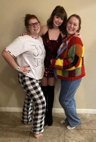 Swiftie staffers Meghan McGowan, Lindsey Harrison, and Saydria Ostler (left to right) at at Red (Taylors Version) listening party