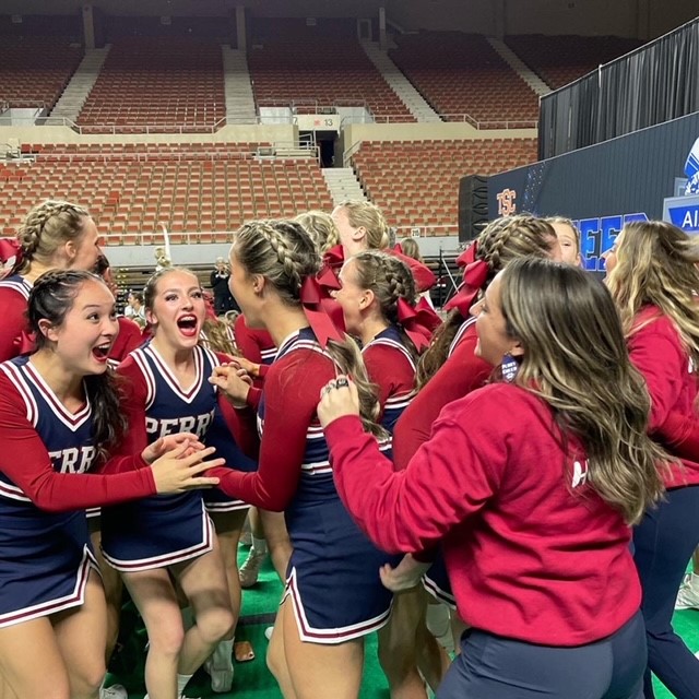 Varsity+wins+Game+Day+State+Championship++for+the+first+time+in+school+history.+The+rest+of+the+cheer+groups+%28show+cheer+and+stunt%29+will+compete+at+their+respective+state+competitions+in+March.