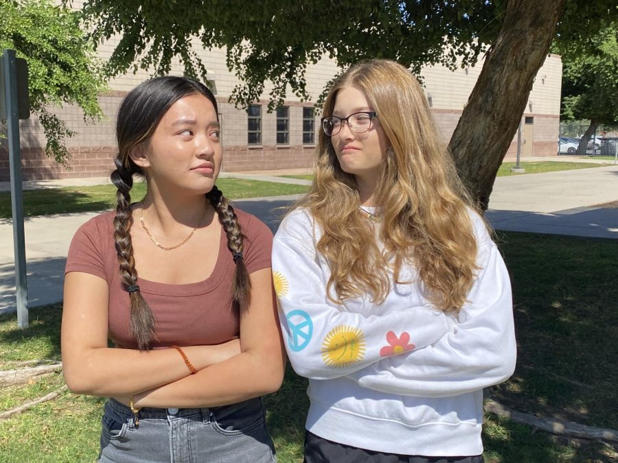 Sophomores Miranda Ferrer and Sammie Kaufman-Warner argue over whether they should be able to wear white after Labor Day. The fashion dont date back to the 19th century, but as fashion has evolved, most people no longer follow this rule.   