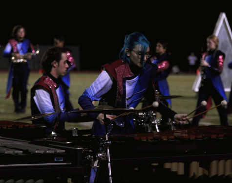 Senior Folie Eisenhower plays at halftime during the game against Corona del Sol on Sept. 16. The Puma Regiment won AZMBA competition with a score of 88.125. 