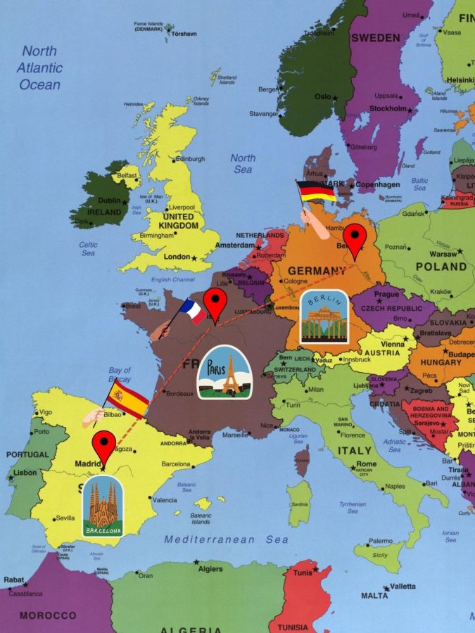 A+map+of+where+students+going+on+this+trip+are+traveling+to.+They+begin+in+Germany%2C+visit+France%2C+and+then+Spain.