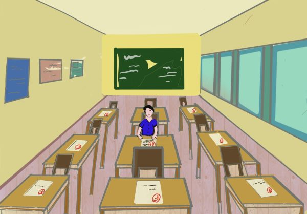 A student in an empty classroom showing a numerous amount of absences. During this new school year, the school administration stresses the importance of attending school.