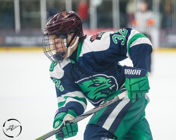 Sophomore Jackson Chuck playing for the Basha Perry Bearcats hockey team. Chuck played for the Bearcats his freshman year of high school and is now preparing to make the move to New Hampshire to play for the Northern Cyclones.