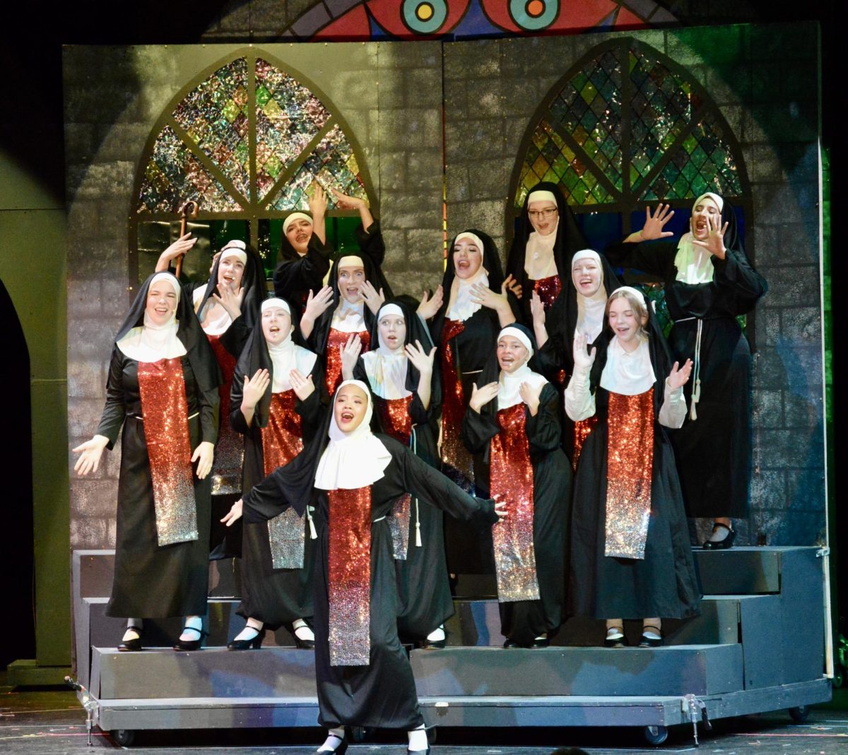 The cast of “Sister Act” performing “Take Me to Heaven” (Repirse) in the auditorium. Theater took to the stage on October 17th with their opening night performance of their rendition of he 1992 movie “Sister Act”.  